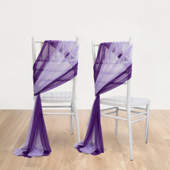 20-Pack Sheer Chair Drape Decor in Purple and Lavender Lilac – 9ft Shimmer Sash, Wrinkle-Free