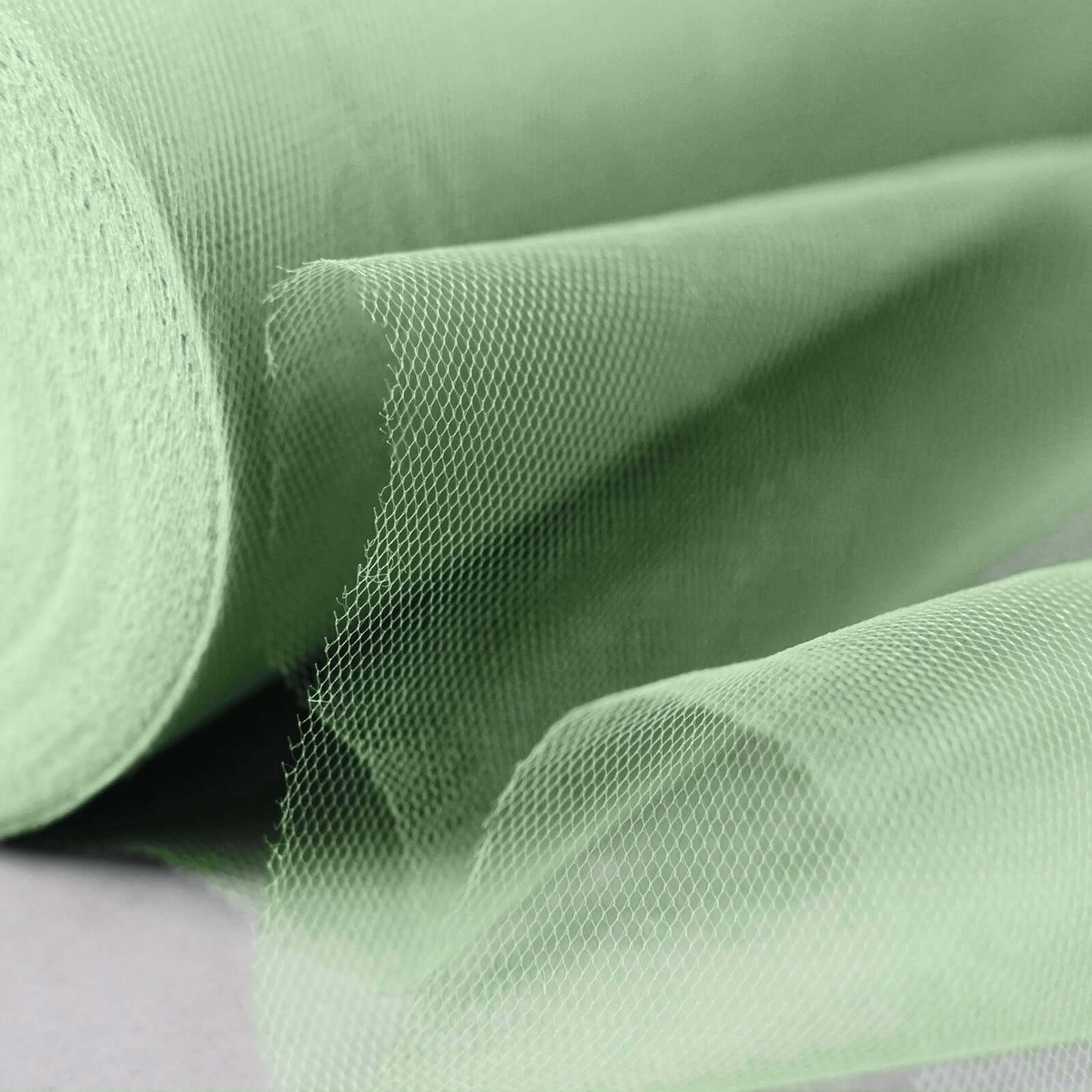 12"x100 Yards Sage Green Tulle Fabric Bolt, Sheer Fabric Spool Roll For Crafts