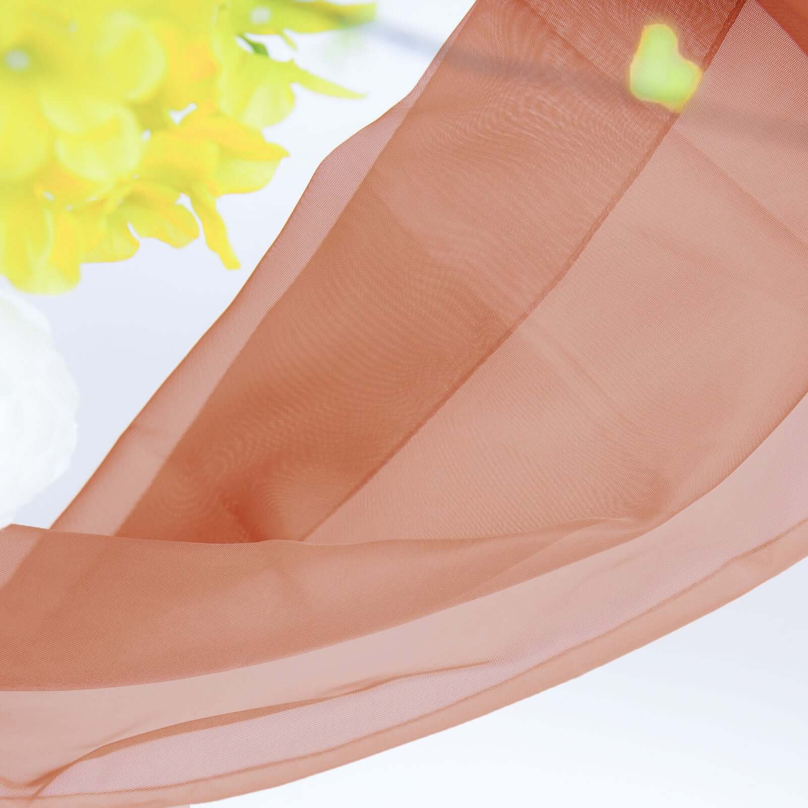 18ft Terracotta (Rust) Sheer Organza Wedding Arch Drapery Fabric, Window Scarf Valance
