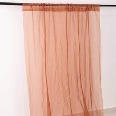 5ftx32ft Terracotta (Rust) Chiffon Curtain Panel, Durable Flame Resistant Backdrop Ceiling Drapery With Rod Pocket