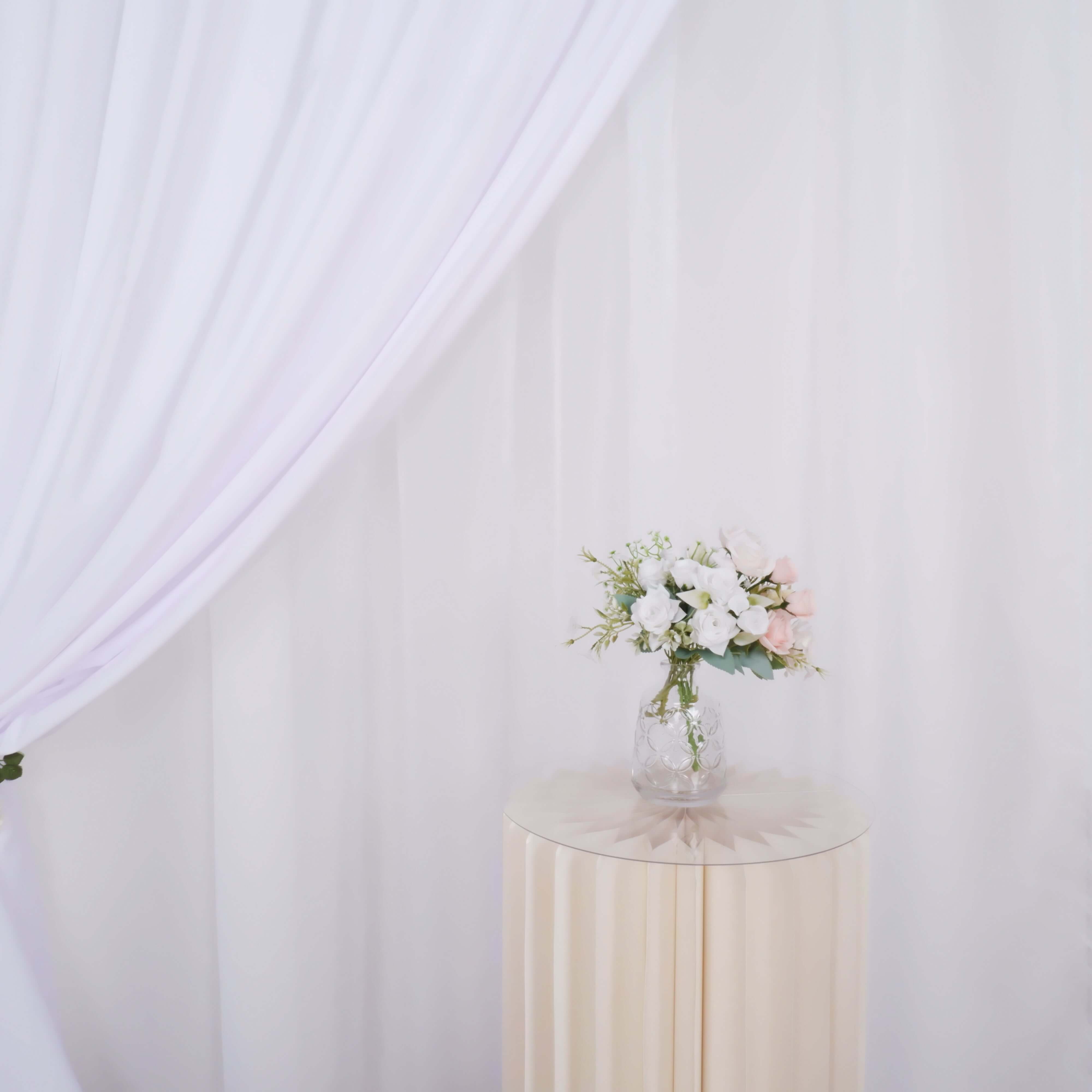 White Chiffon Polyester Event Curtain Drapes, Dual Layer Divider Backdrop Curtain Panels with Rod Pockets - 10ftx10ft