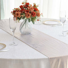 Polyester 12"x108" Table Runner Beige Shimmer Sequin Dots - Wrinkle-Free Finish Table Linen
