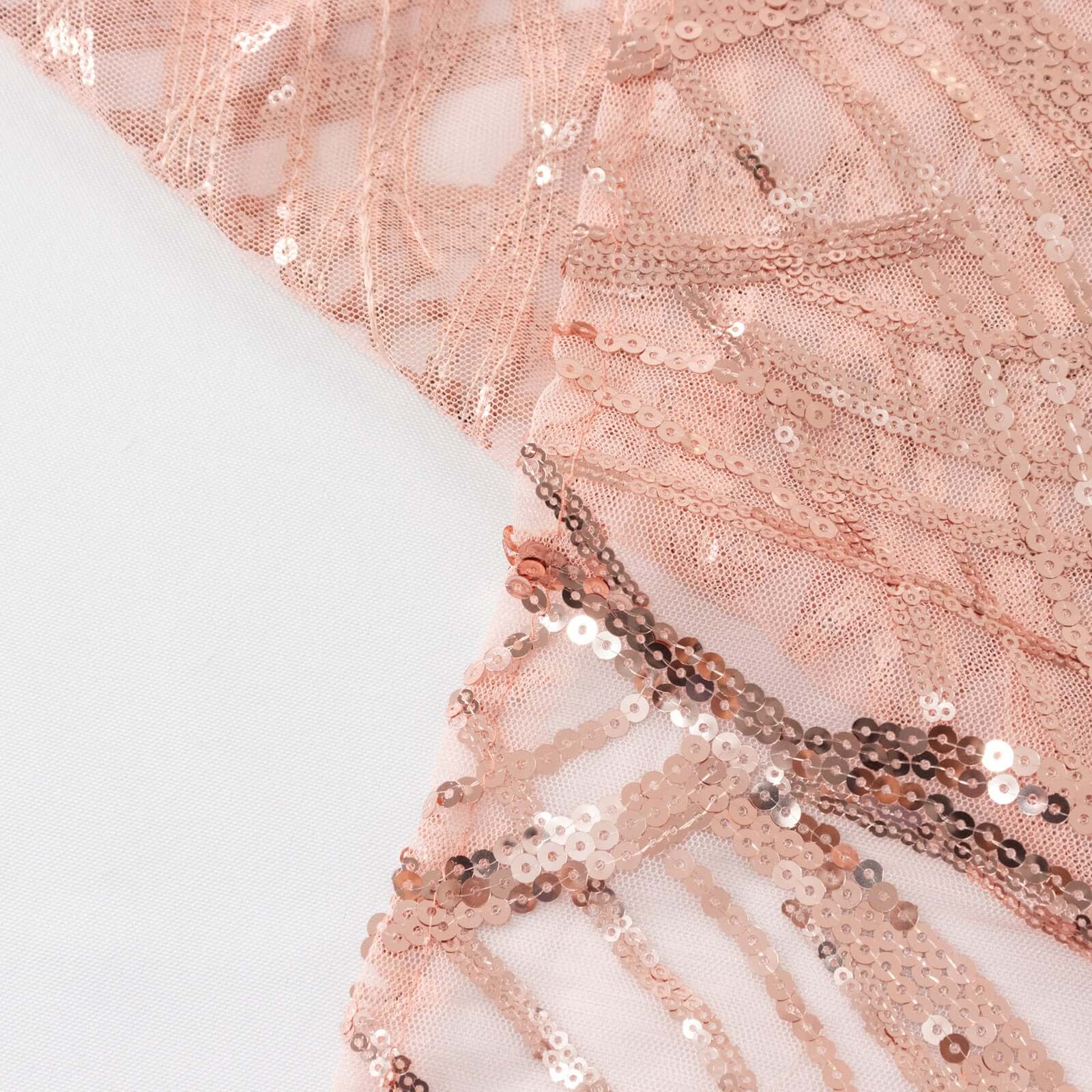 Mesh 72"x72" Table Overlay Square Tablecloth Blush - Wave Embroidered Sequins Table Topper