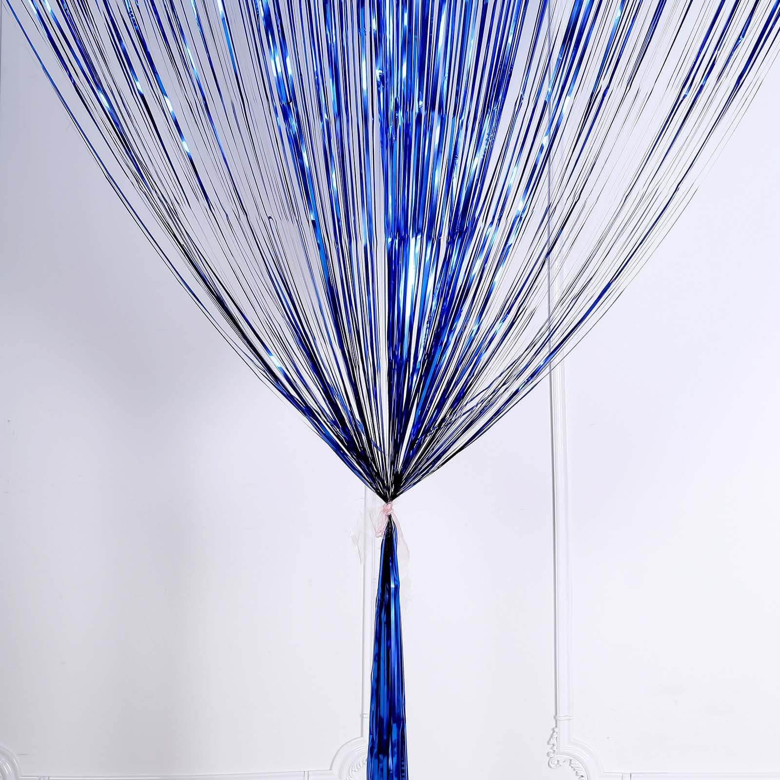 8ft Royal Blue Metallic Tinsel Foil Fringe Doorway Curtain Party Backdrop