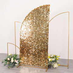 7ft Gold Double Sided Big Payette Sequin Chiara Wedding Arch Cover For Half Moon Backdrop Stand