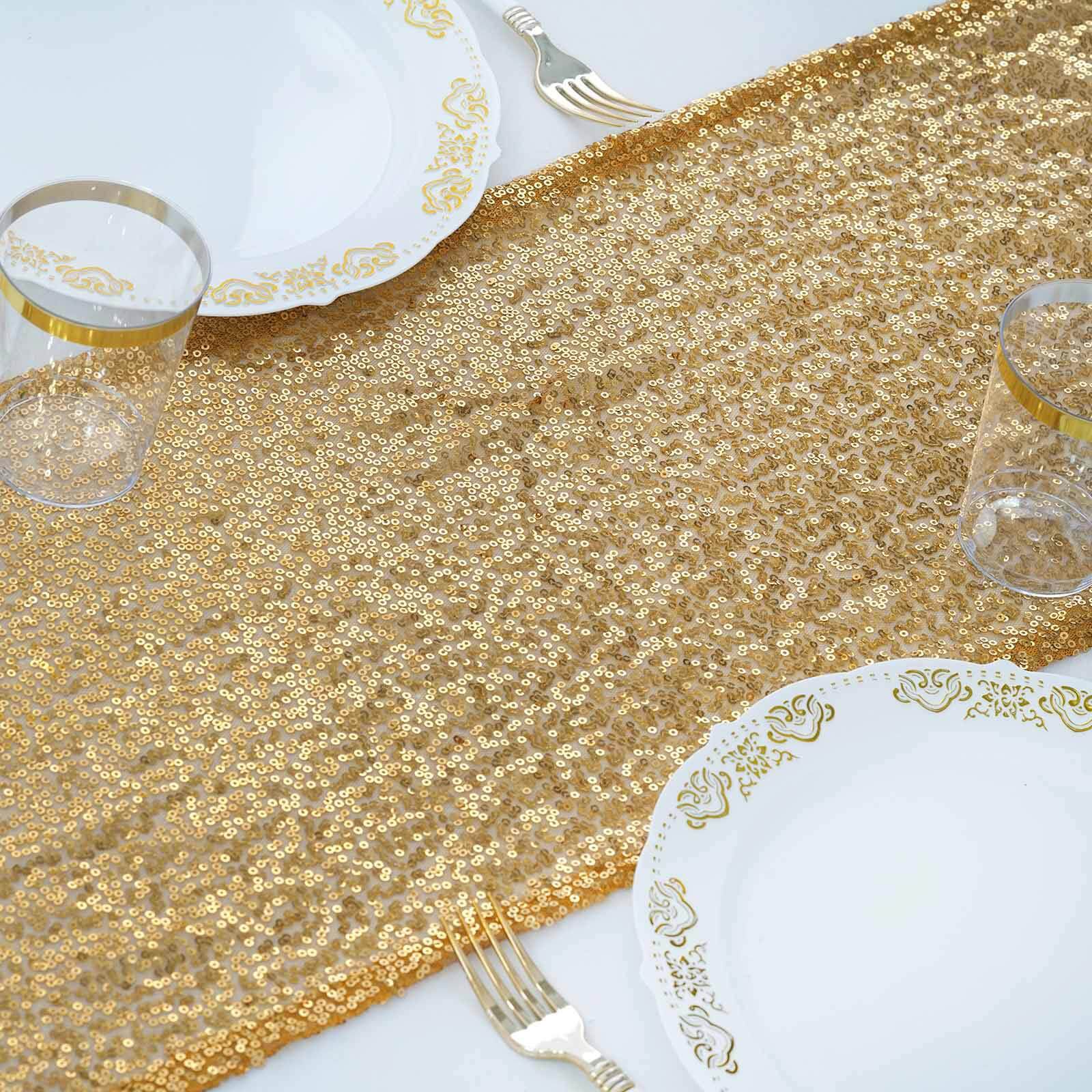 Sequin 12"x108" Table Runner Gold - Glittering Design for Stylish Celebrations