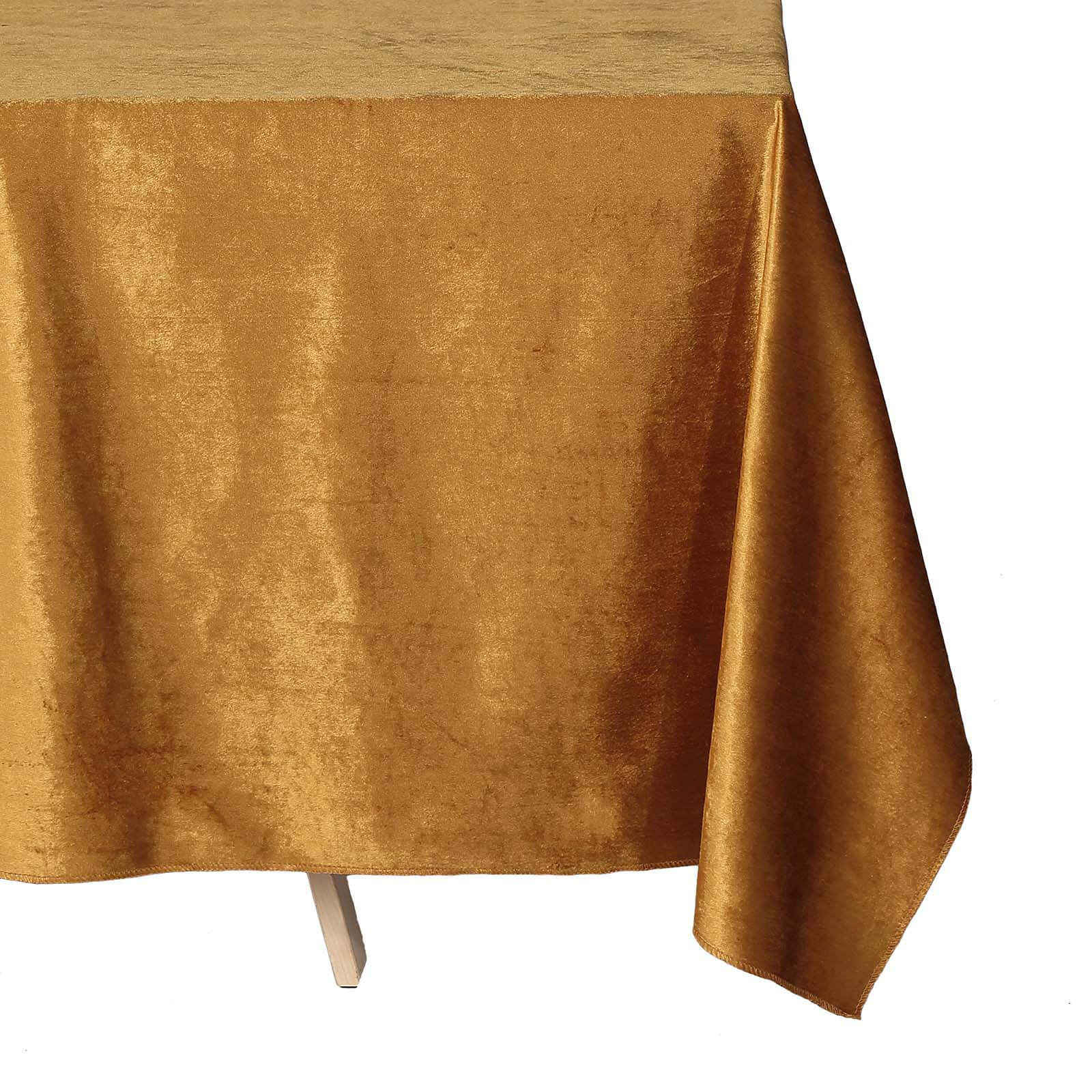 Premium Velvet 90"x132" Rectangle Tablecloth Gold - Reusable Soft & Polished Seamless Table Cover for Luxury Weddings & Events