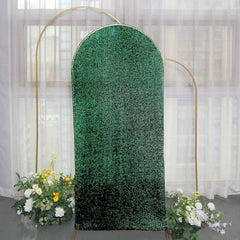 6ft Hunter Emerald Green Shimmer Tinsel Spandex Chiara Backdrop Stand Cover For Fitted Round Top Wedding Arch