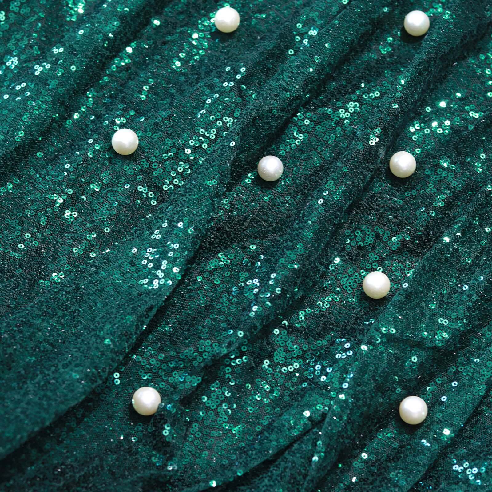 54"x4 Yards Hunter Emerald Green Sequin Fabric Bolt, Sparkly DIY Craft Fabric Roll