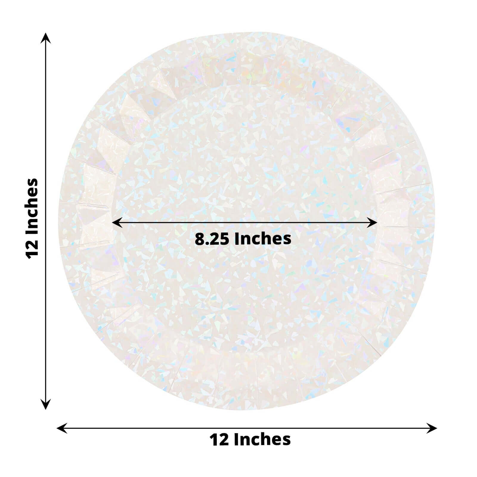 25-Pack Paper 12" Round Charger Plates in Iridescent with Geometric Prism Design - Disposable 400GSM Serving Trays