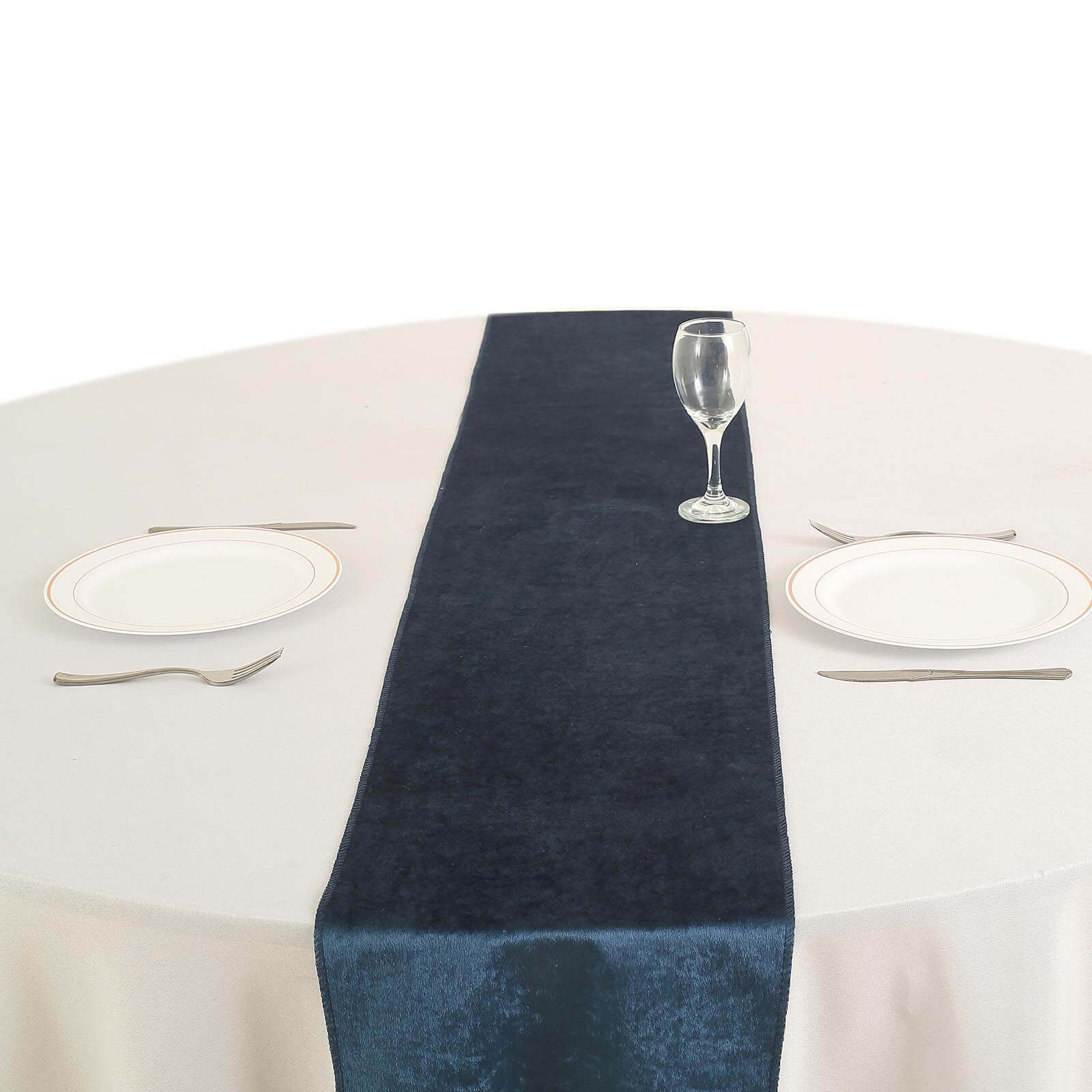Premium Velvet 12"x108" Table Runner Navy Blue - Sheen Finish Reusable Table Decor