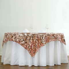 Sequin 72"x72" Table Overlay Square Tablecloth Blush - Big Payette Table Cover