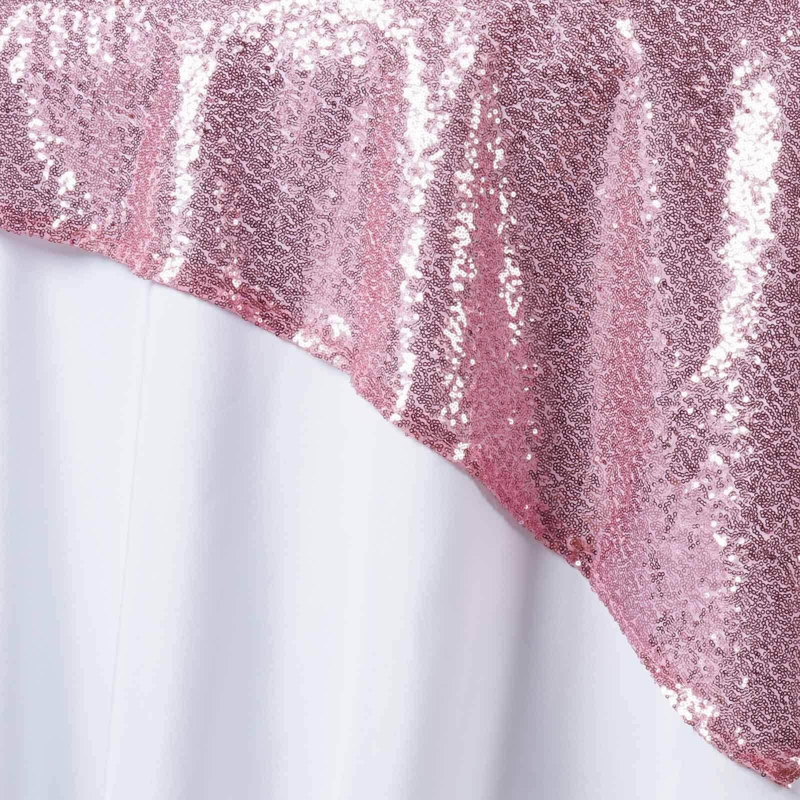 Sequin 72"x72" Table Overlay Square Tablecloth Pink - Sparkly Table Cover