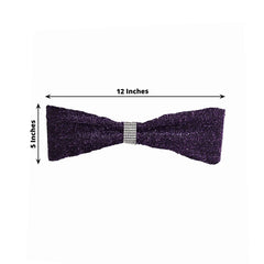 5 Pack Metallic Shimmer Tinsel Spandex Chair Sashes Purple - Durable and Reusable Stretch Chair Bands