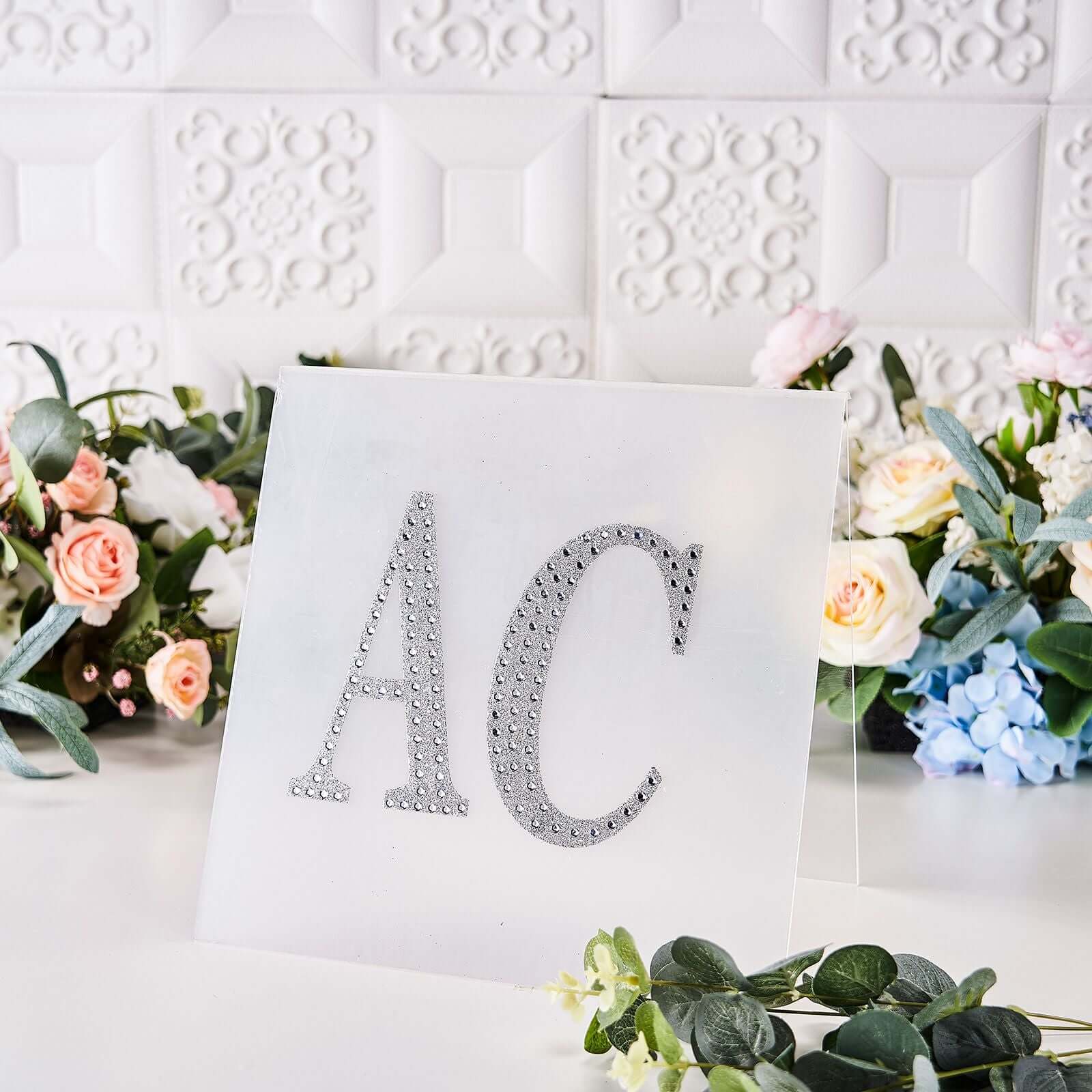Decorative Rhinestone Alphabet "S" Letter Stickers, Glitter Adhesive Craft Letters Silver DIY Sparkle Embellishments 6"