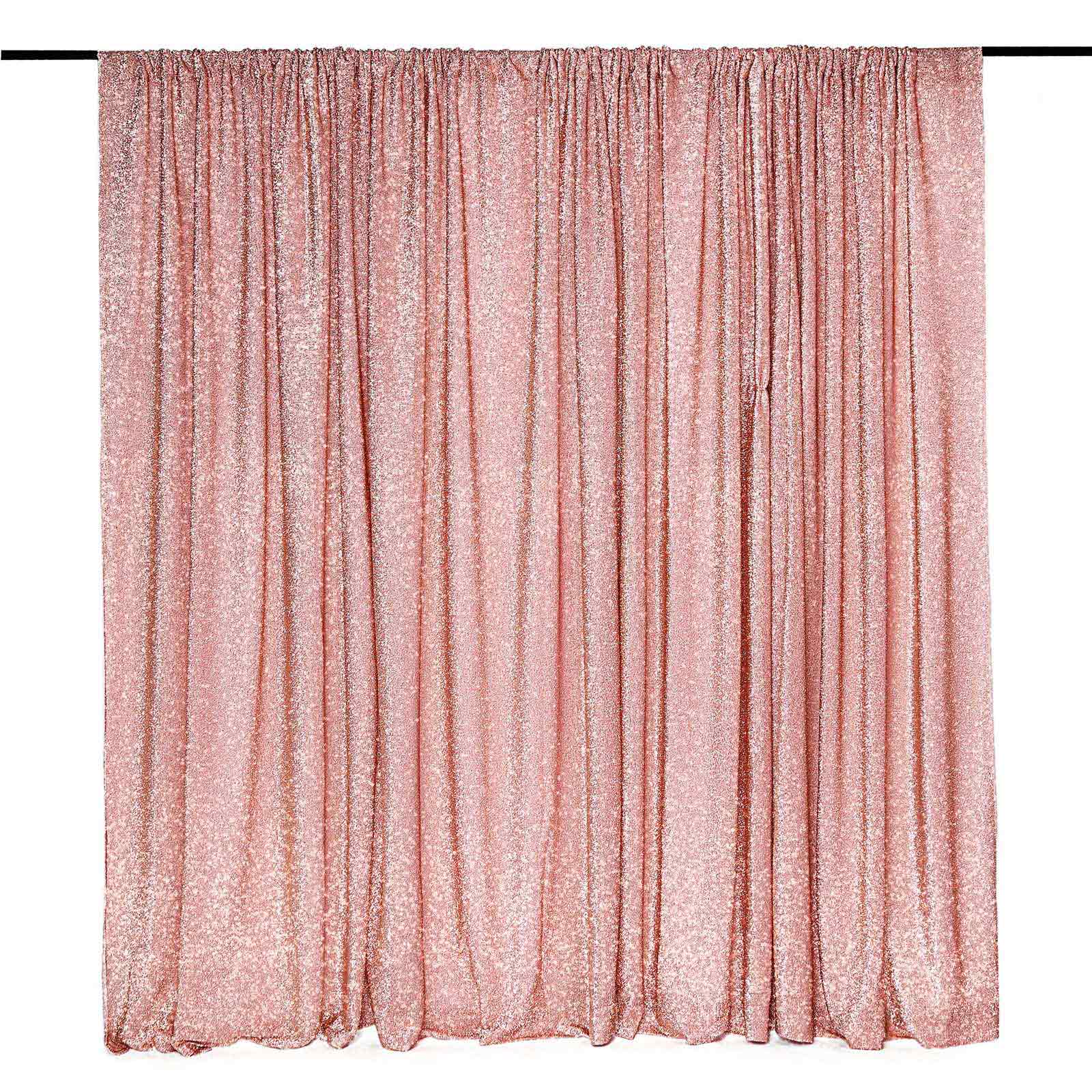 20ftx10ft Rose Gold Metallic Shimmer Tinsel Event Curtain Drapes, Backdrop Event Panel