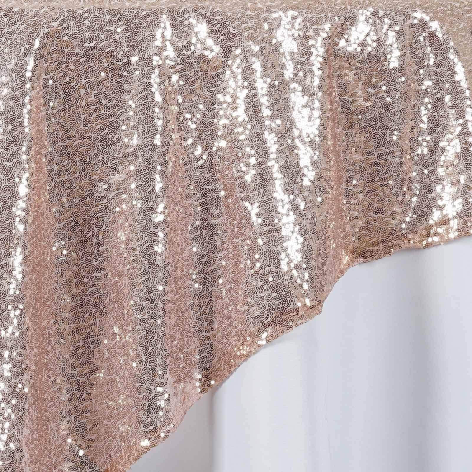 Sequin 72"x72" Table Overlay Square Tablecloth Rose Gold - Sparkly Table Cover