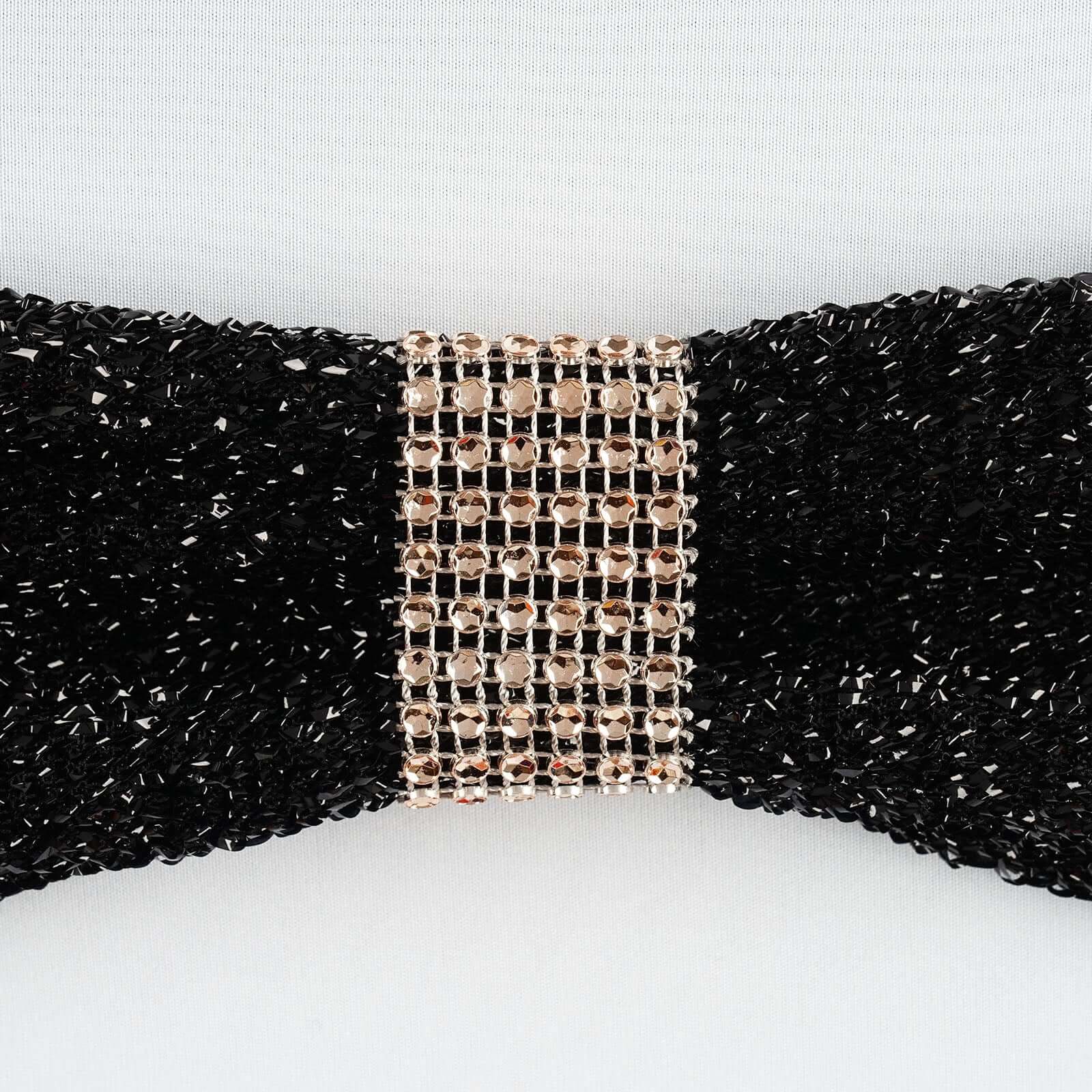 10 Pack Rhinestone Napkin Rings with Velcro Brooch Buckle Champagne - Stylish Design for Chair Sashes