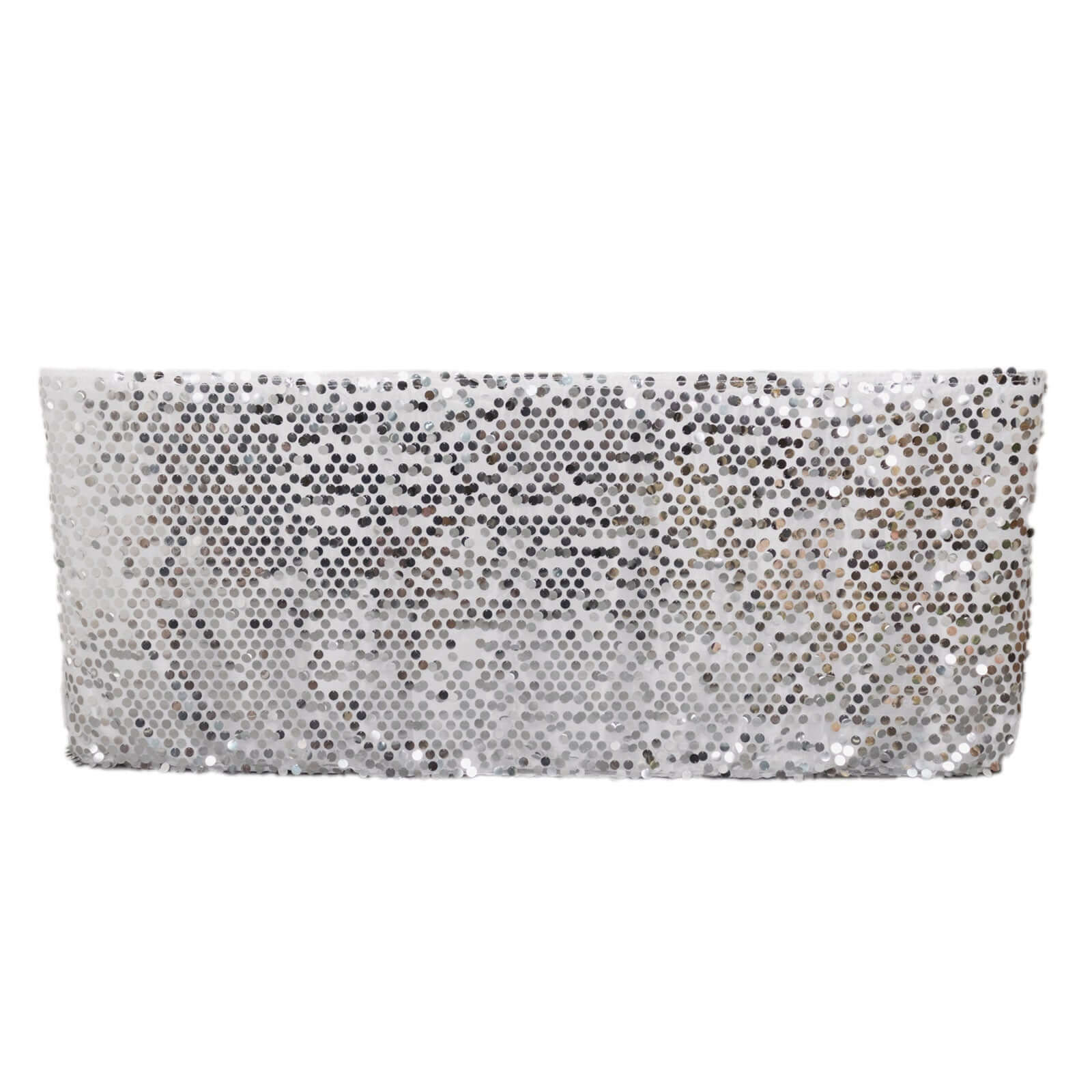 Payette Sequin 21ft Table Skirt Silver - Dual Layered Satin Table Cover