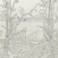 Organza Chiavari Chair Slipcover with Floral Sequin Embroidery White - Stylish Lace Chair Back Cover for Weddings