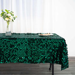 Sequin 60"x102" Rectangle Tablecloth Hunter Emerald Green - Big Payette Design for Modern Gatherings