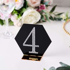 Decorative Rhinestone Number "4" Stickers, Glitter Adhesive Craft Numbers Silver DIY Sparkle Embellishments 4"