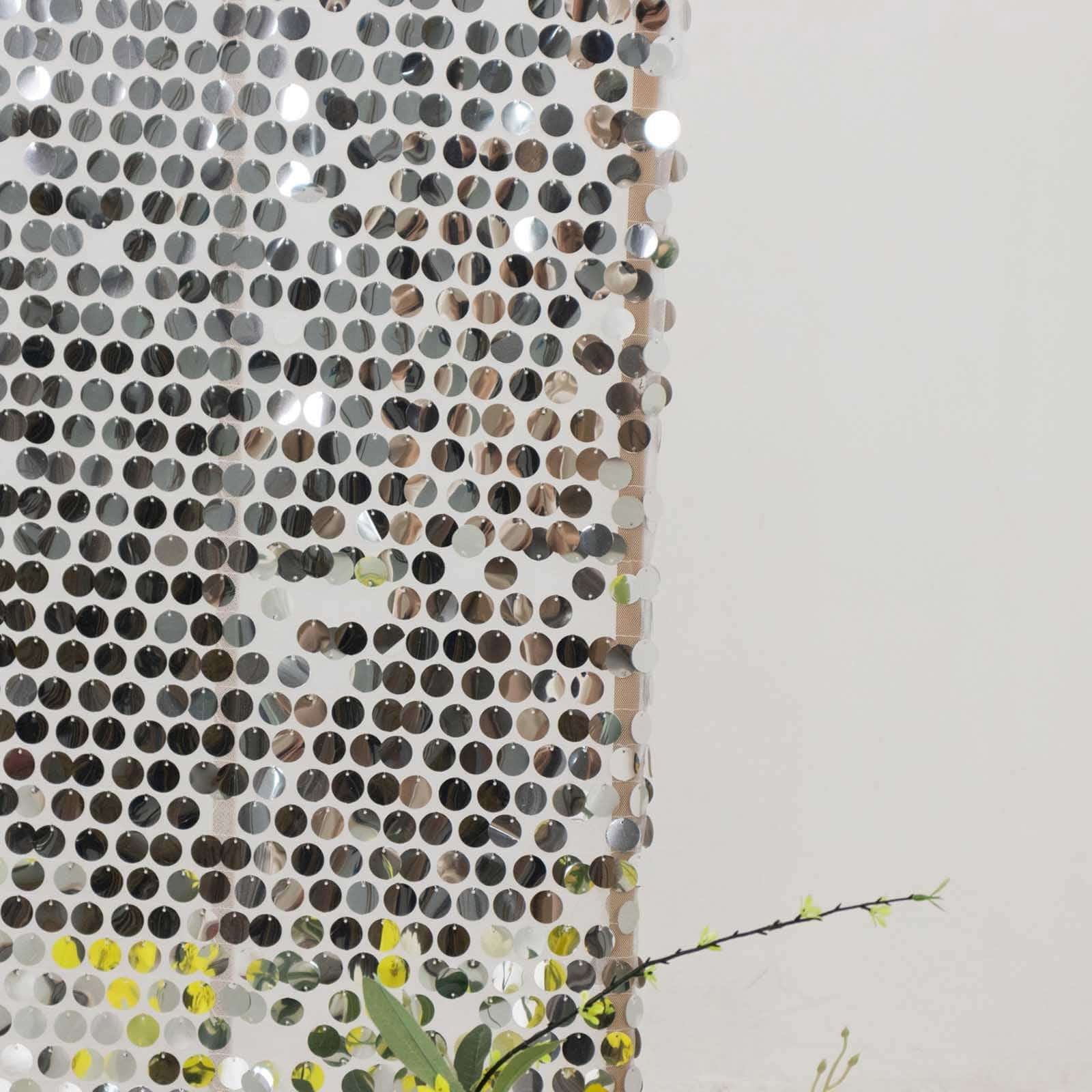 Set of 2 Silver Payette Sequin Wedding Arch Covers for Round Top and Double Arch Chiara Backdrop Stands - 6ft,8ft