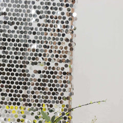 Set of 2 Silver Payette Sequin Wedding Arch Covers for Round Top and Double Arch Chiara Backdrop Stands - 6ft,8ft