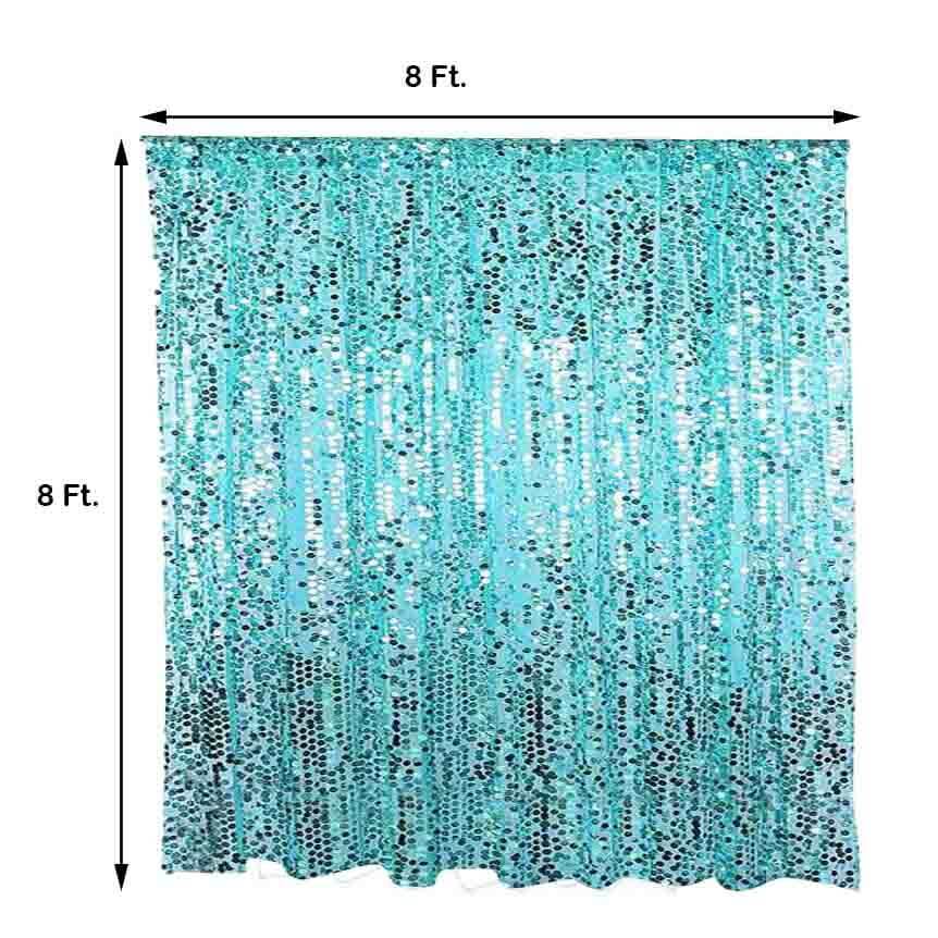 8ftx8ft Turquoise Big Payette Sequin Event Curtain Drapes, Backdrop Event Panel