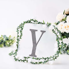 Decorative Rhinestone Alphabet "Y" Letter Stickers, Glitter Adhesive Craft Letters Black DIY Sparkle Embellishments 8"