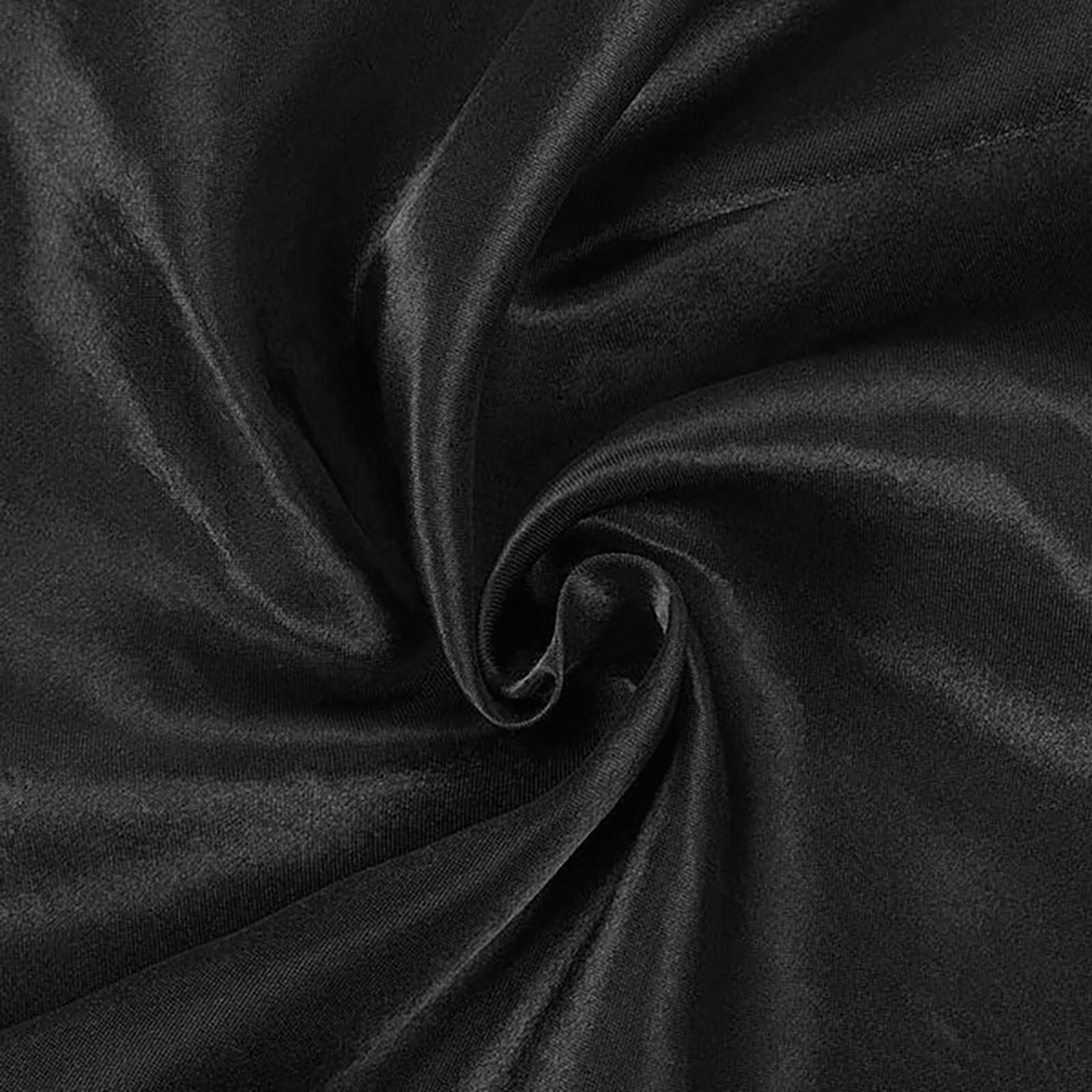 Satin Rectangular 90"x132" Tablecloth Black - Seamless Stylish Table Cover for Weddings and Parties