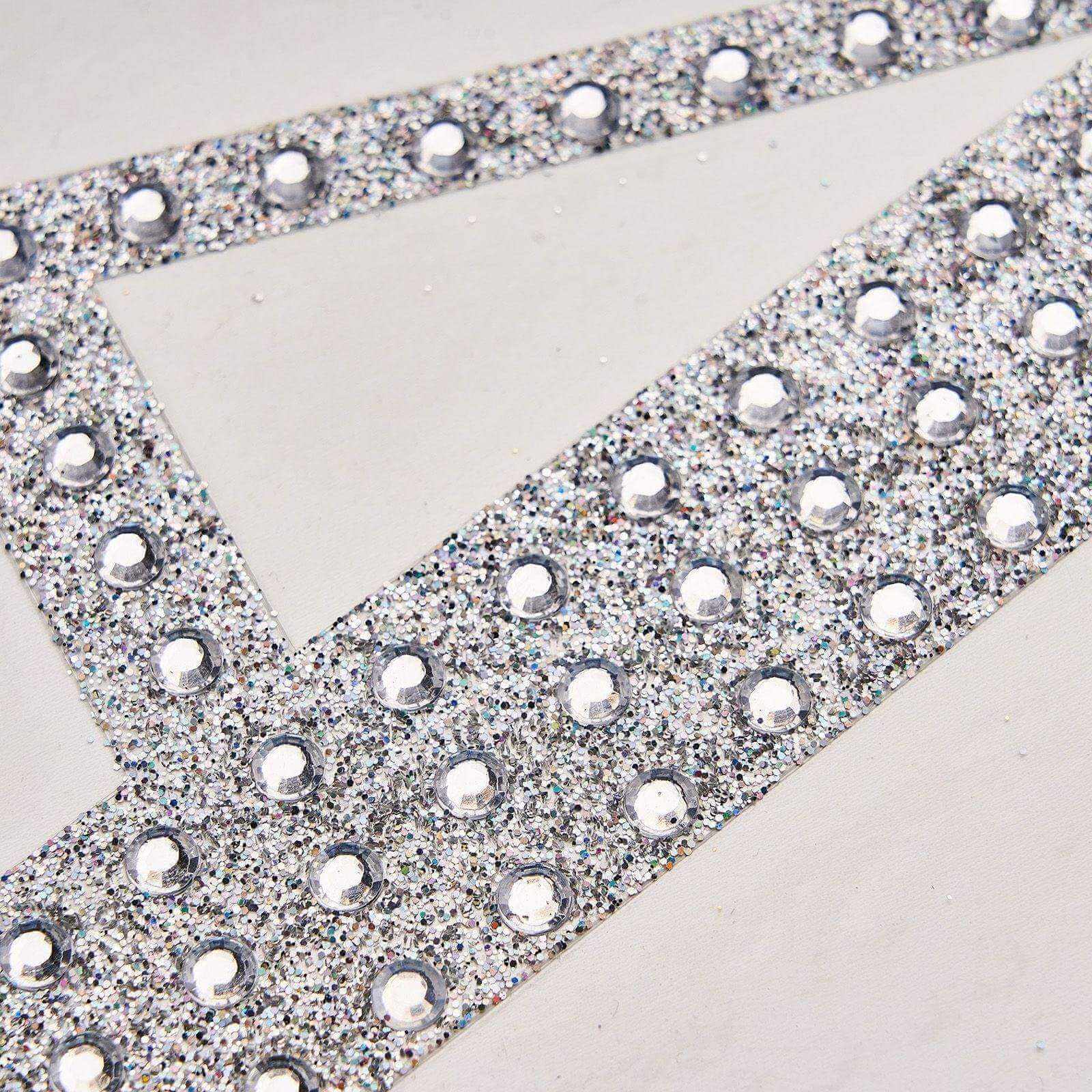 Decorative Rhinestone Alphabet "Y" Letter Stickers, Glitter Adhesive Craft Letters Silver DIY Sparkle Embellishments 8"