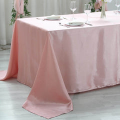 Satin Rectangular 90"x132" Tablecloth Dusty Rose - Seamless Table Cover