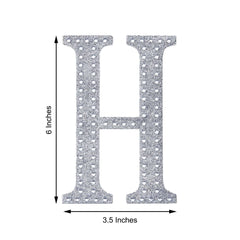 Decorative Rhinestone Alphabet "H" Letter Stickers, Glitter Adhesive Craft Letters Silver DIY Sparkle Embellishments 6"