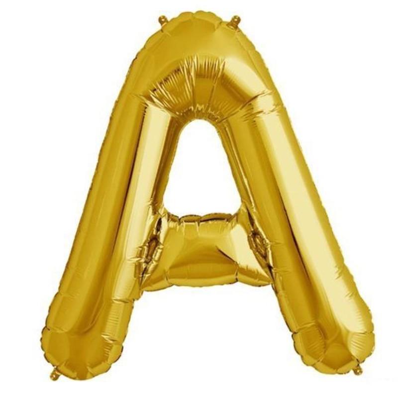 13" Matte Gold Letter and Number Balloons, Mylar Foil Balloons