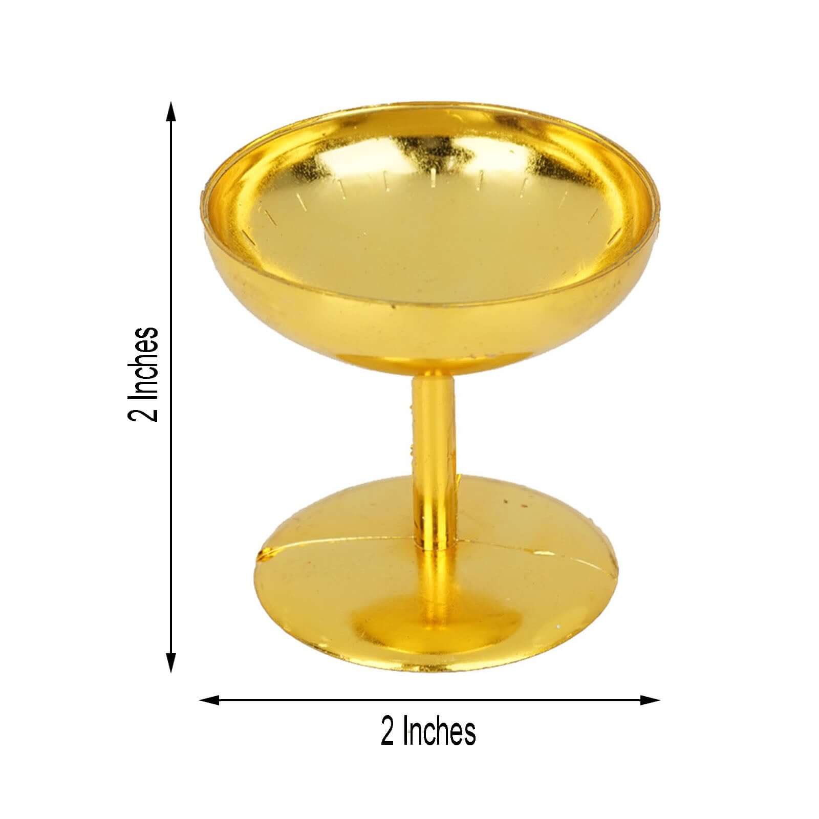 12-Pack Plastic Dessert Cup Candy Dishes Gold - Decorative Mini Pedestal Stands for Treats 2"