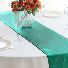 Polyester 12"x108" Table Runner Hunter Emerald Green Shimmer Sequin Dots - Wrinkle-Free Finish Table Linen