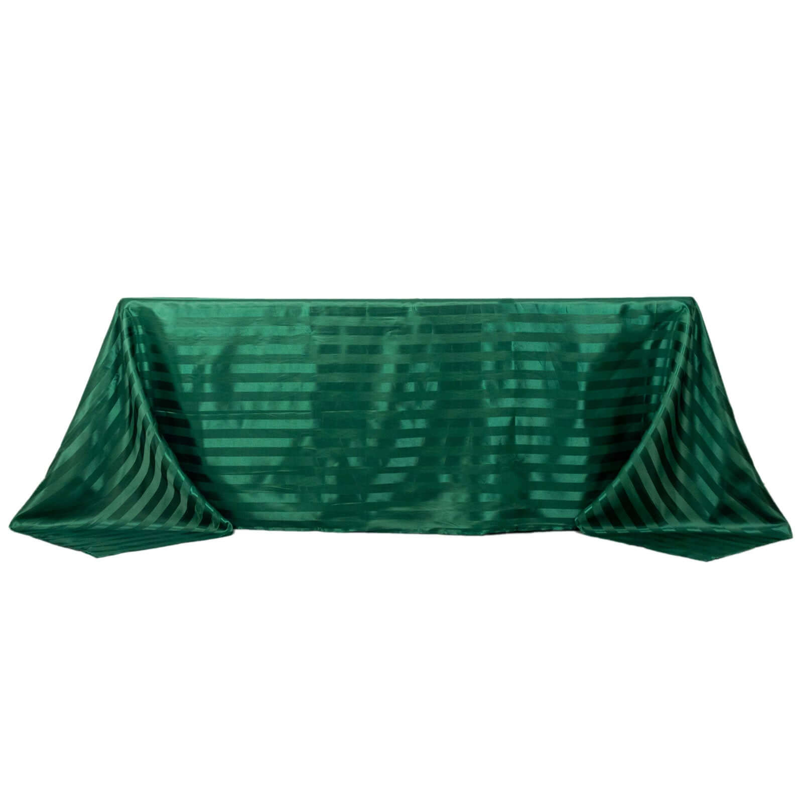 Satin Striped 90"x132" Rectangular Tablecloth Hunter Emerald Green - Seamless Silky Smooth Table Cover