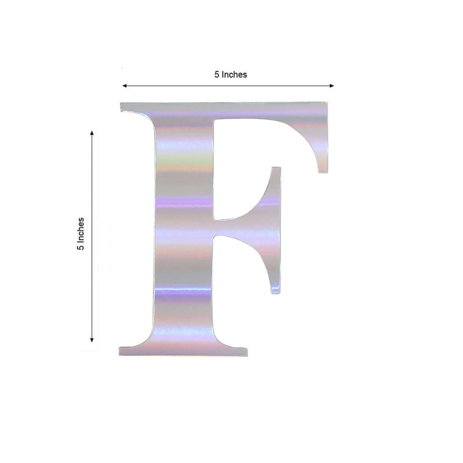 4-Pack Stickers Banner Custom Alphabet "F" Design Iridescent - Text Stick-On Decorative Letters 5"