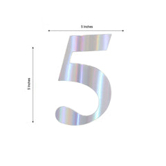 4-Pack Stickers Banner Custom 0-9 Number "5" Design Iridescent - Milestone Age and Date Stick-On Numbers 5"