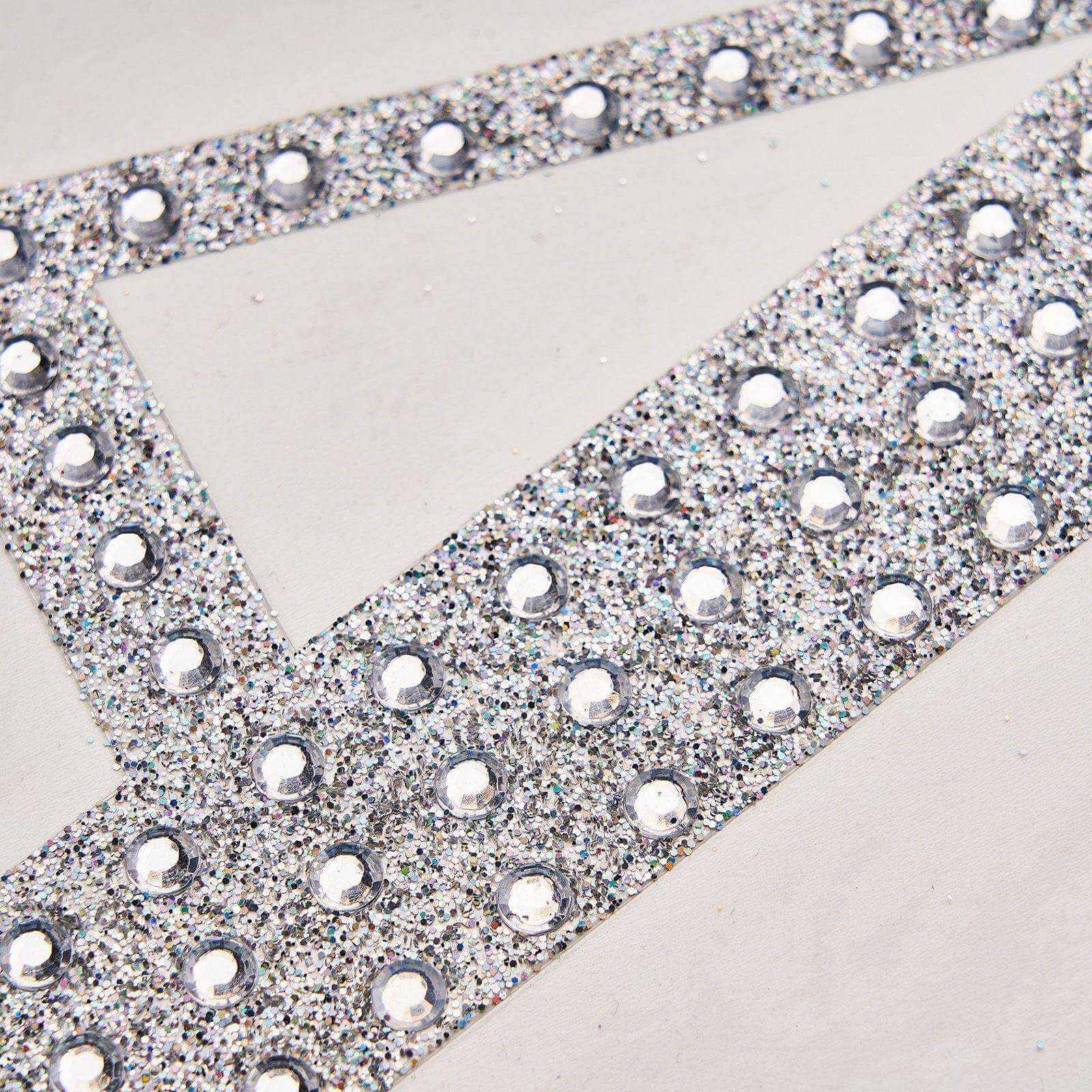 Decorative Rhinestone Alphabet "R" Letter Stickers, Glitter Adhesive Craft Letters Silver DIY Sparkle Embellishments 6"