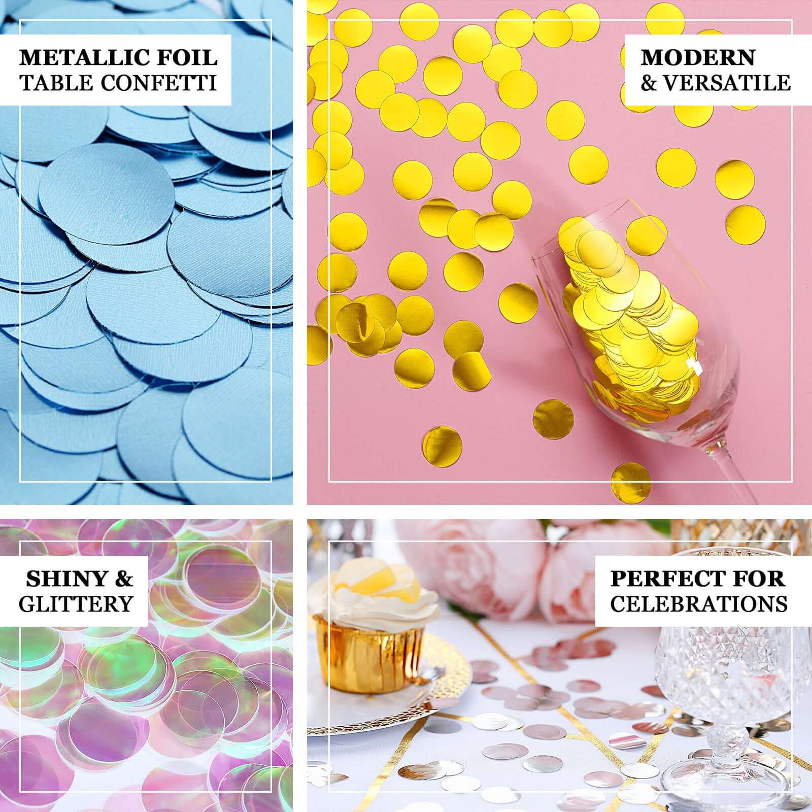 Metallic Round Party Confetti 18G Bag Silver Foil, Balloon Table Confetti Glitter Dots for Festive Weddings Baby Bridal Showers & Events