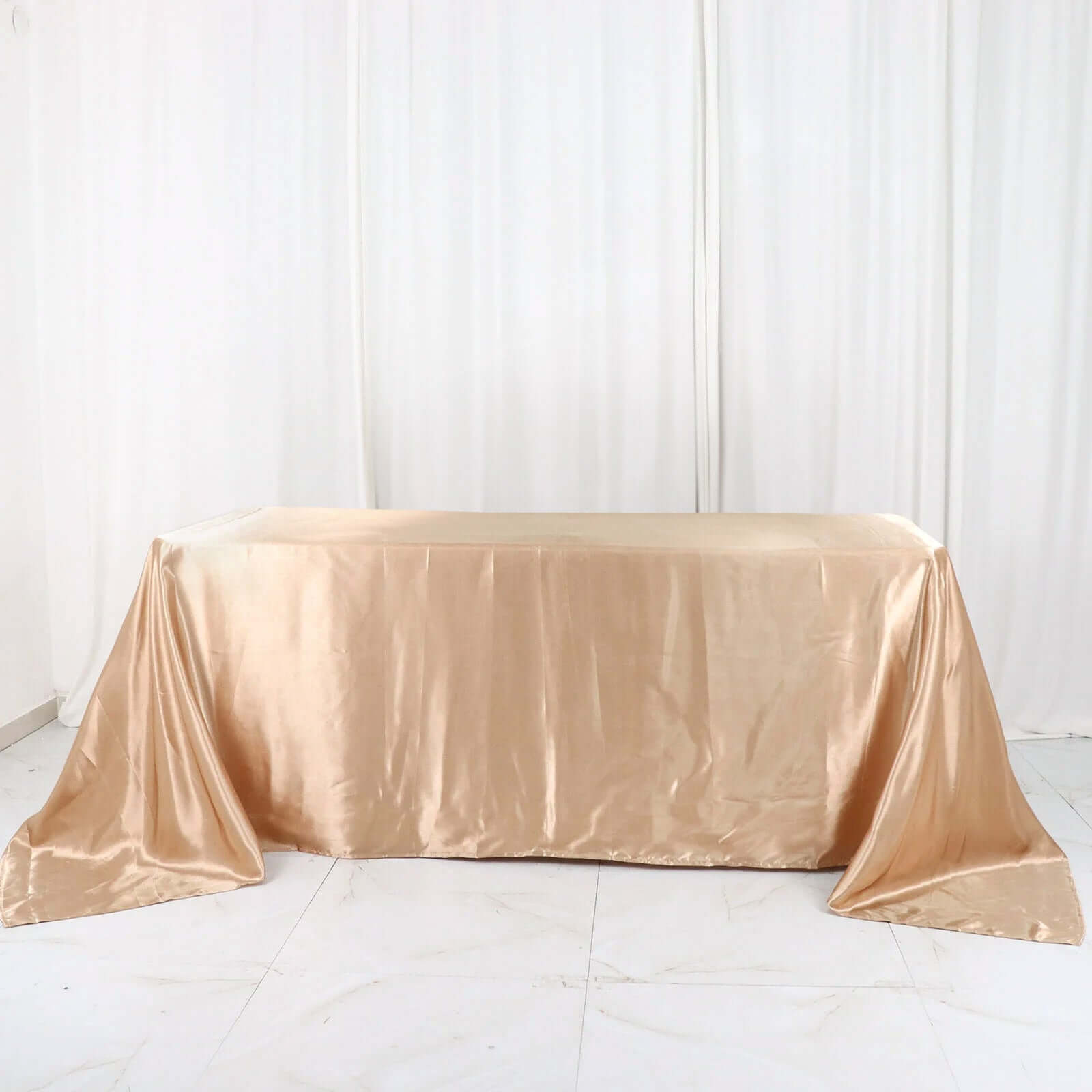 Satin Rectangular 90"x132" Tablecloth Nude - Seamless Table Cover