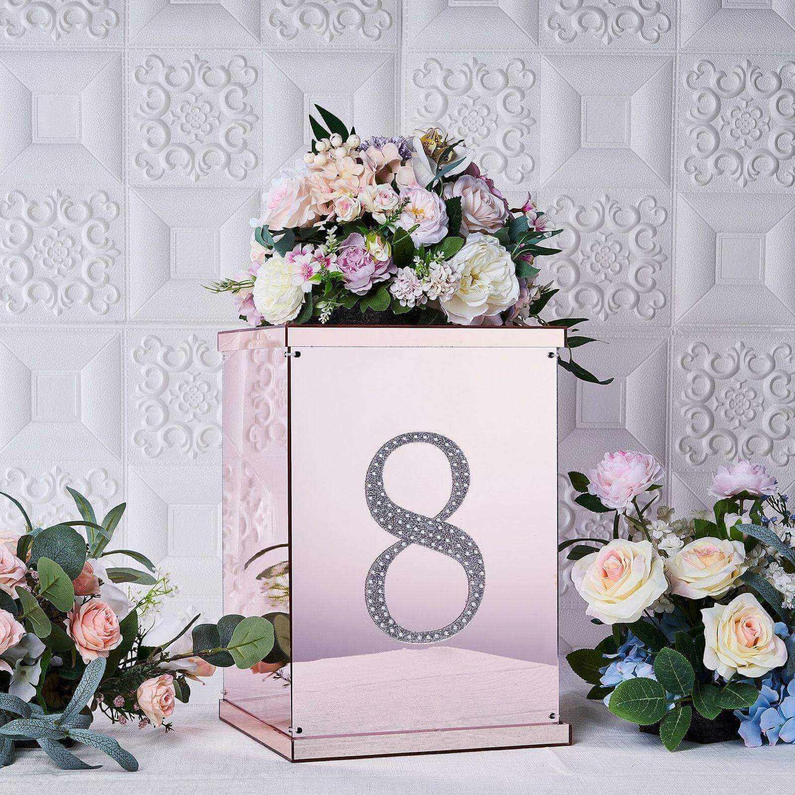 Decorative Rhinestone Number "8 Stickers, Glitter Adhesive Craft Numbers Silver DIY Sparkle Embellishments 8"