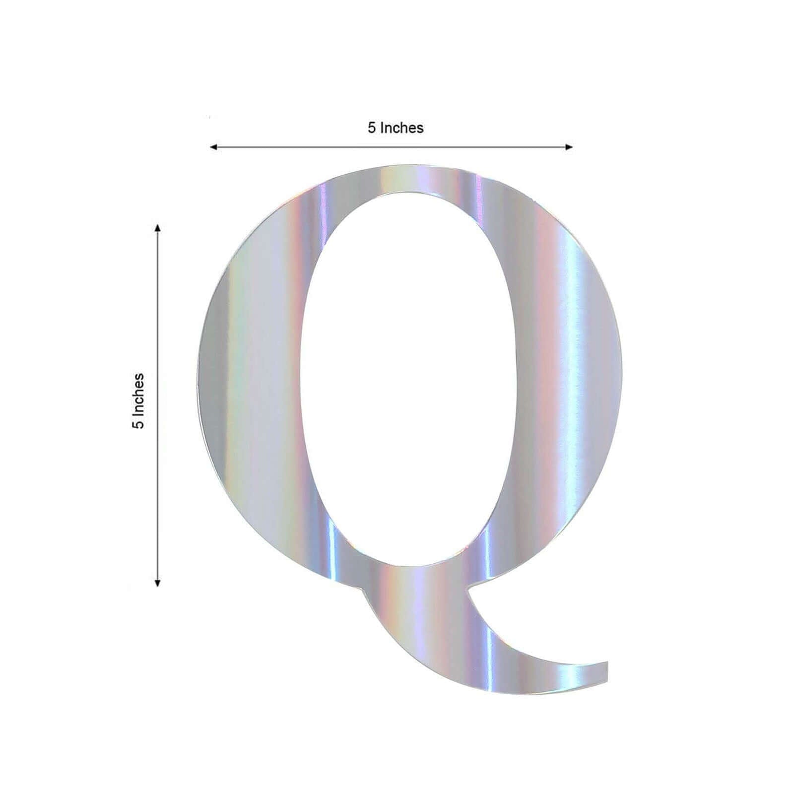 4-Pack Stickers Banner Custom Alphabet "Q" Design Iridescent - Text Stick-On Decorative Letters 5"