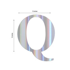 4-Pack Stickers Banner Custom Alphabet "Q" Design Iridescent - Text Stick-On Decorative Letters 5"