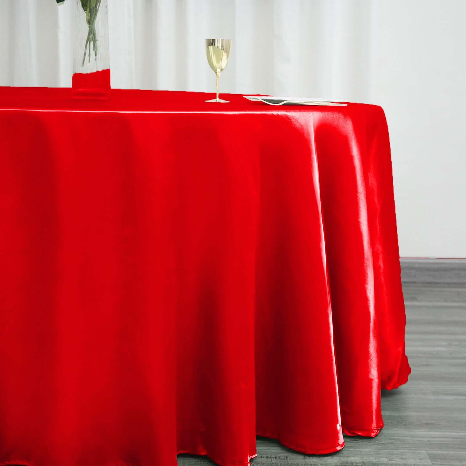 Satin 120" Round Tablecloth Red - Stylish Seamless Table Cover