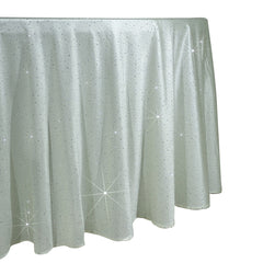 Scuba Round Tablecloth 120″ Pearl White with Rhinestone Accents – Seamless, Wrinkle-Free, Stain-Resistant Event Linen
