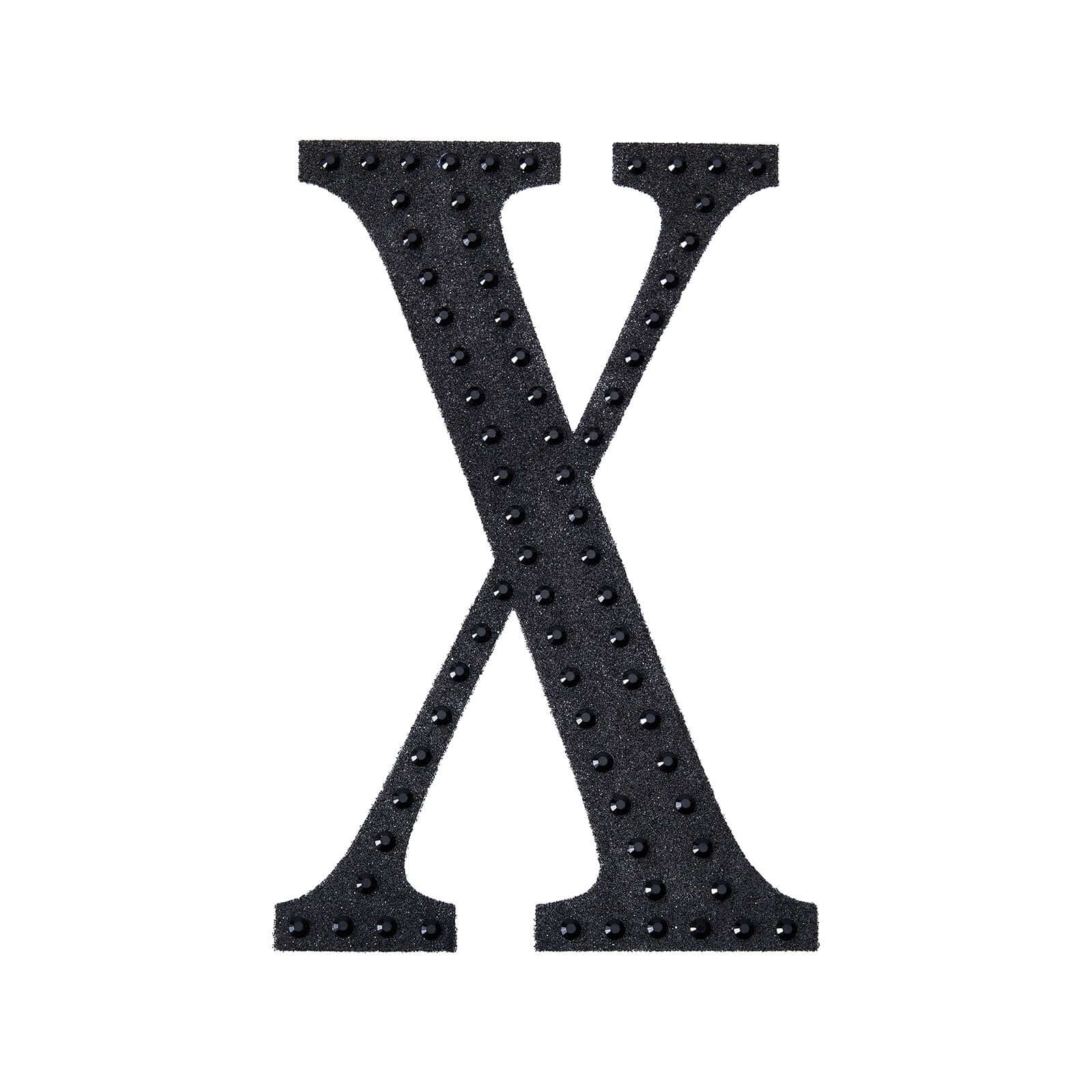 Decorative Rhinestone Alphabet "X" Letter Stickers, Glitter Adhesive Craft Letters Black DIY Sparkle Embellishments 6"