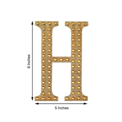 Decorative Rhinestone Alphabet "H" Letter Stickers, Glitter Adhesive Craft Letters Gold DIY Sparkle Embellishments 8"